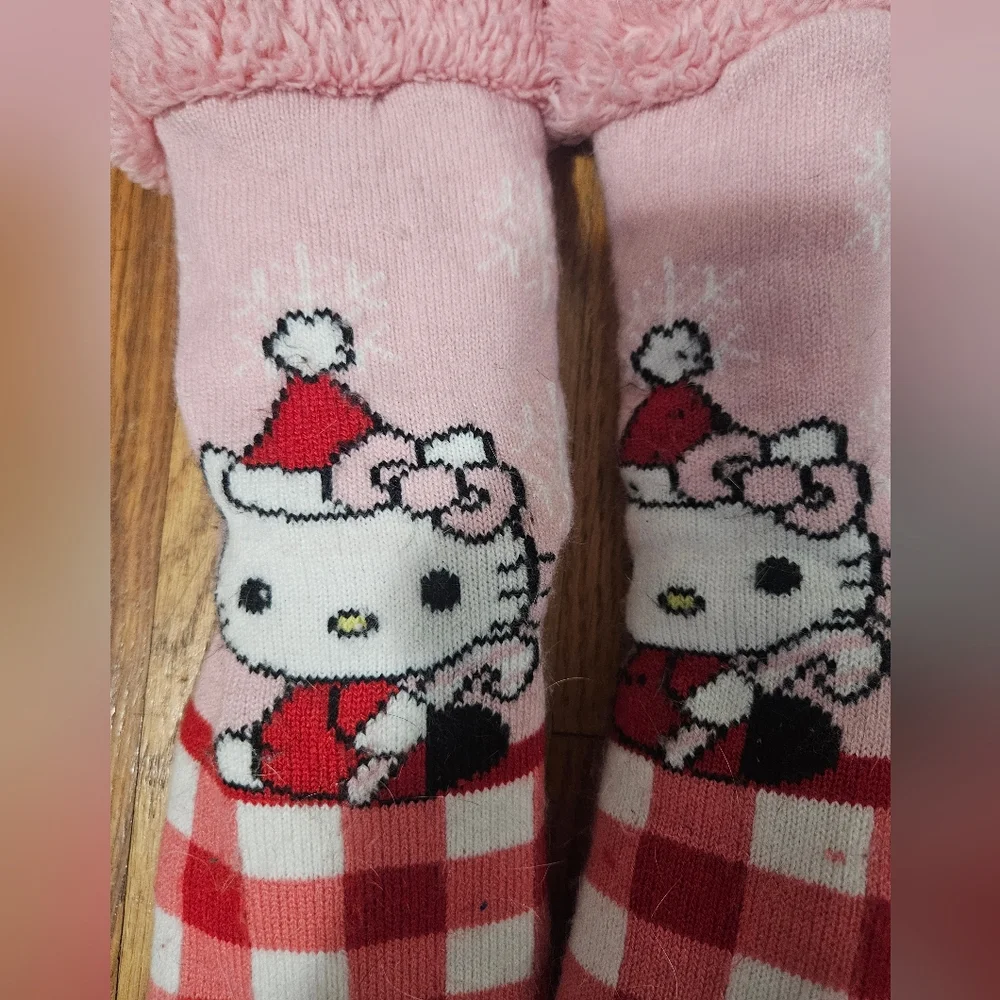 Hello Kitty Pink and Red Fuzzy Thick Holiday Socks